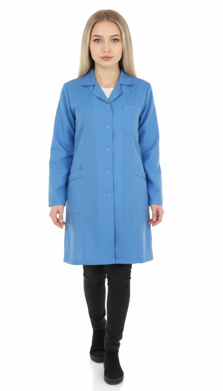 Kadın Alpaka Cepli Önlük Mavi 